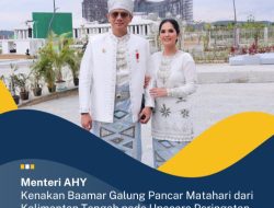 Menteri AHY Kenakan Baamar Galung Pancar Matahari dari Kalimantan Tengah pada Upacara Peringatan HUT ke-79 Kemerdekaan RI