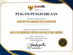 Bukti Pelayanan Publik yang Bersih dan Akuntabel, Kantah Kota Denpasar Raih Predikat WBBM